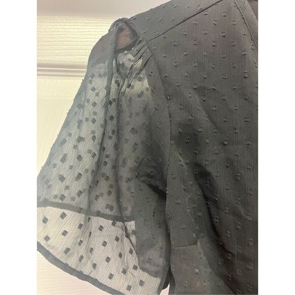 Abercrombie & Fitch Black Flutter Sleeve Swiss Dot Body Suit sz XS NWT - Picture 3 of 6